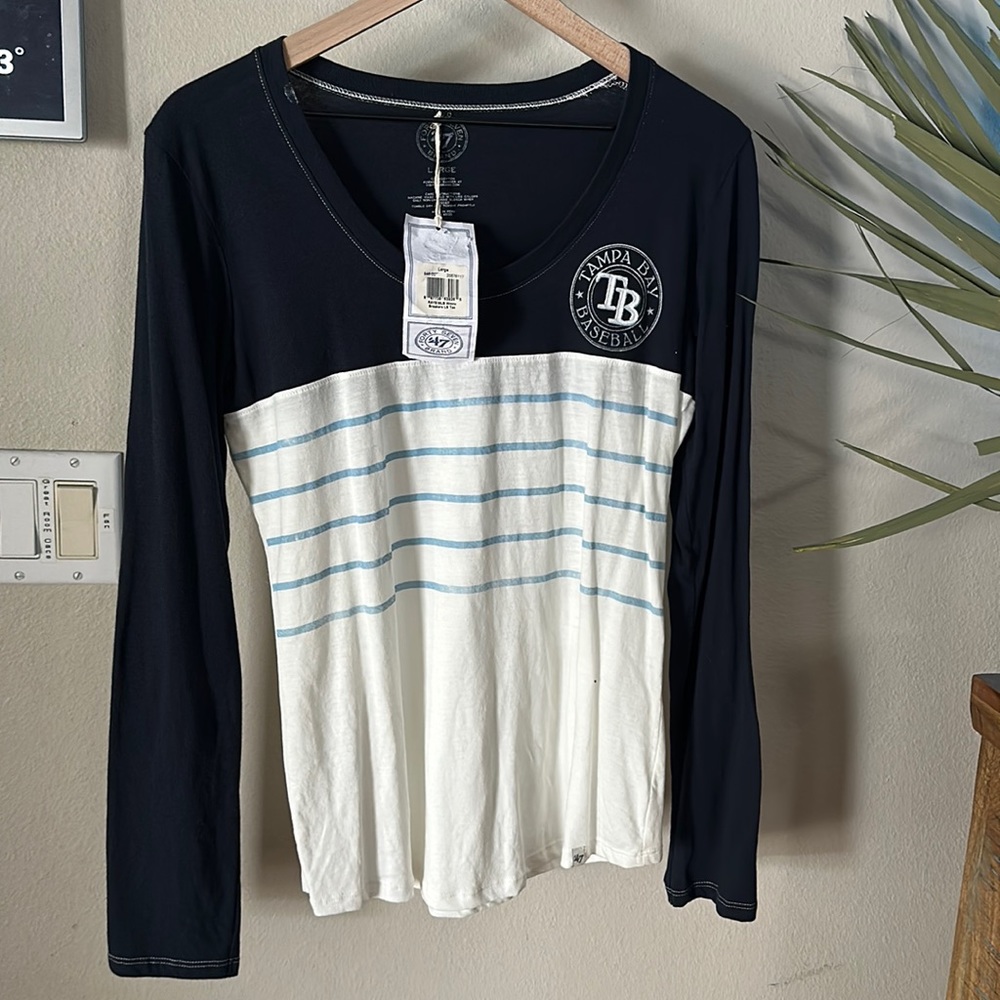 Forty Seven Brand Tampa Bay Rays Baseball Long Sleeve Women Size Large NWT